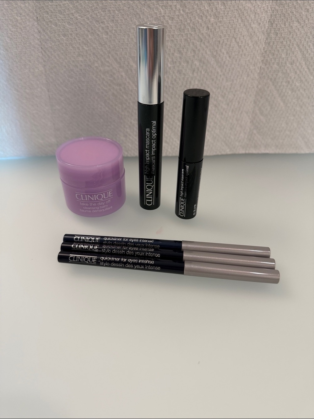 Clinique Mascara Duo & 3 Eye Liner Pencils & Cleansing Balm